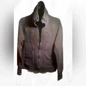 Lululemon casual navy blue scuba  yoga suede feel long sleeve scuba hoodie 8